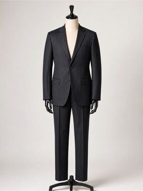Versace Black Charcoal Pinstripe Suit Blazer & Trousers